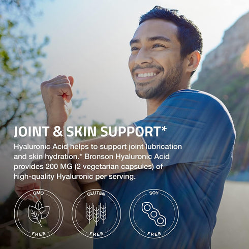 Bronson Hyaluronic Acid 200 MG High Potency Joint Health & Healthy Skin Support, Non-GMO, 200 Vegetarian Capsules...
