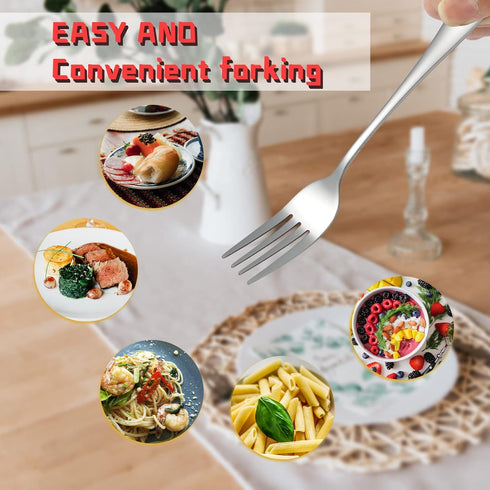 KITWARE 12 Pices Fork and Spoon Silverware Set Service 6, Stainless Steel Flatware Cutlery Set, Mirror Polished Kitchen Utensil for Home, Outdoor,...