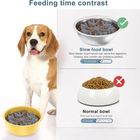 Upgraded Dog Slow Feeder for Slow Down Eating, Insert Slow Feeder Dog Bowl, with 27 Strong Suction Cups, Easy to Clean, Silicone Slow Eating Bowl ...