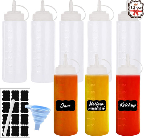 Squeeze Bottle Condiment Squeeze Bottles Plastic ketchup Squeeze Squirt bottle For Sauce, BBQ, Dressing, Paint, Workshop, Pancake Art Dispenser 8 ...