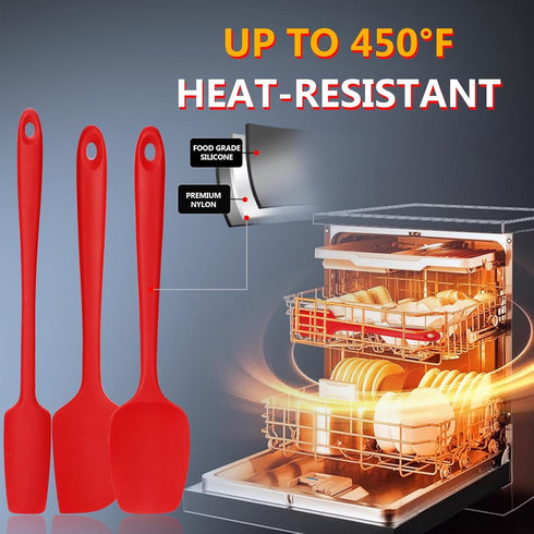 Silicone Rubber Spatula Set for Baking,Rubber Kitchen Utensils,Food Grade BPA-Free for Nonstick Cookware, Heat Resistant Spatula for Cooking & Mix...
