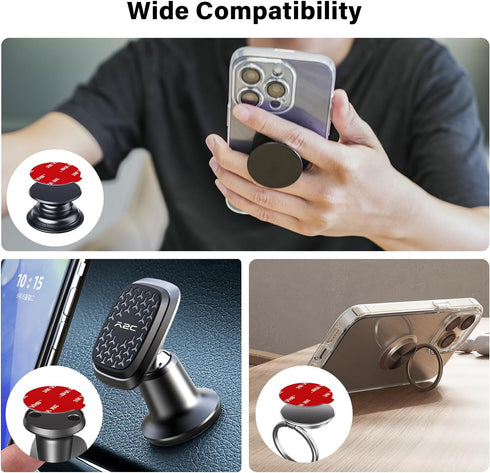 APPS2Car 10 Pack 3M Double Sided Adhesive Pads for Socket Mount Base Circle Adhesive Replacement VHB Sticky Tape for Phone Collapsible Grip & Stan...