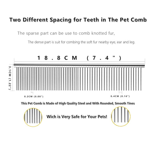 Dog comb,Cat comb,Pet combs,Metal Dog Comb,Pets Steel Comb,Cat Grooming Comb,Dog Grooming Comb (Silver+Pink)...