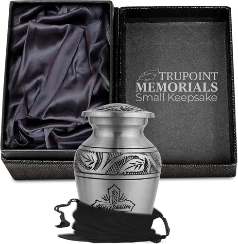 Trupoint Memorials Small Urns for Human Ashes Keepsake, Religious Decorative Mini Cremation Urn for Adult Men and Women, Silver Cross...