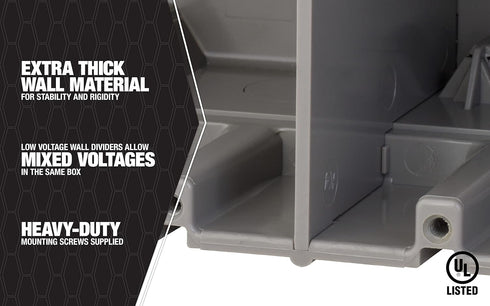 Southwire MSBMMT2G Two Device Adjustable Depth, Heavy Duty 42lb Screws Included 2-Gang Multi-Mount Electrical Box, Gray...