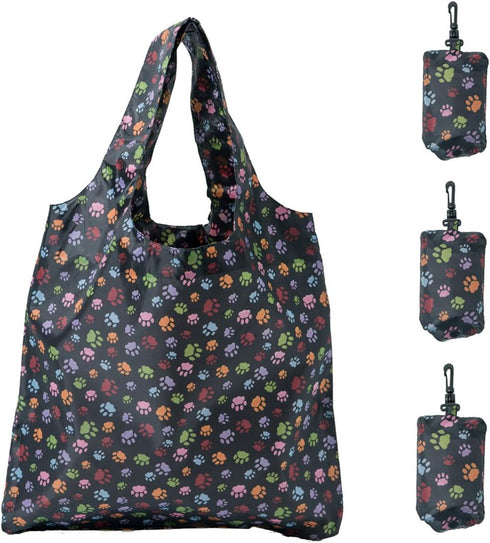 HOLYLUCK Reusable Grocery Bags,Heavy Duty Foldable Shopping Tote Bag (Standard, 3 Dog Paw Prints)...