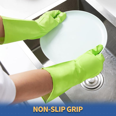 BOOMJOY Nitrile Cleaning Gloves, Heavy Duty Dishwashing Gloves, Reusable Large Gloves for Kitchen, Bathroom, Gardening, Working, Pet Care - Pink &...