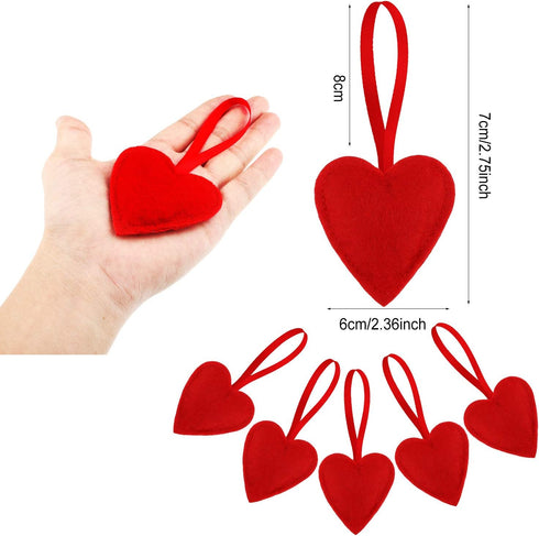 24 Pack Felt Heart Ornaments - Pink & Red Christmas & Valentine's Hanging Decorations...