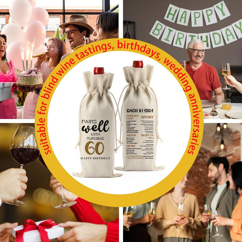 60th Birthday Gifts for Women Men, Cool Gifts for 60 Year Old Woman Grandparents Wine Gift Bag, Wine Accessories Gifts Anniversary 60th Birthday D...