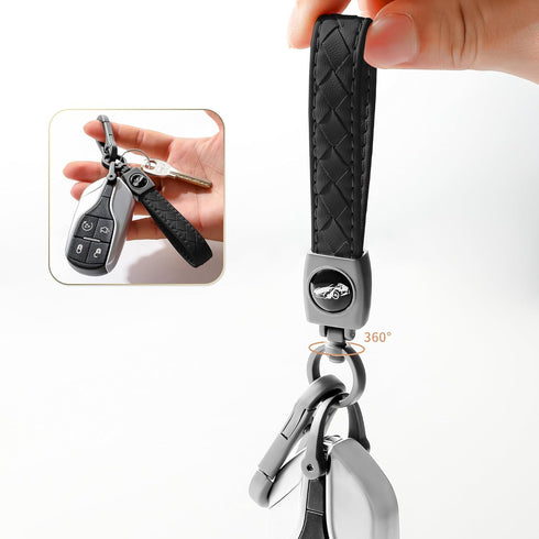 Carabiner Keychain, Universal Heavy Duty Woven Handmade Leather Key Chain, Car Fob Key Keychains with 360 Degree Rotatable Snap Swivel and Anti-Lo...