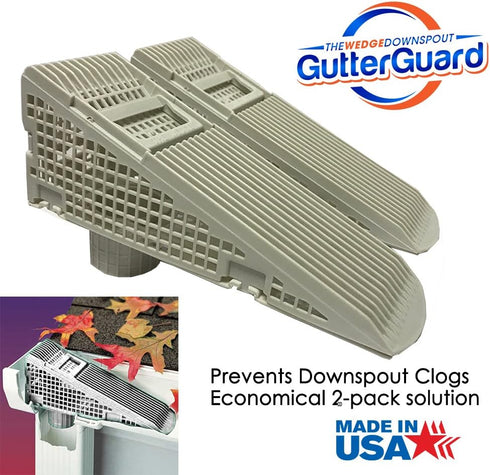 The Gutter Guard - Wedge Eliminates Downspout Pipe Clogs From Leaves and Debris - 2-Pack...