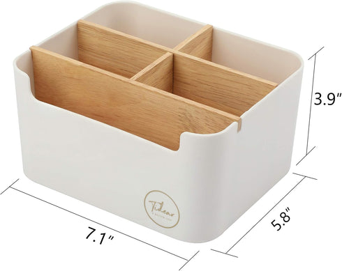 Desk Organizer, Pen & Pencil Holder - Desktop Caddy with 5 Compartments - Multi-Functional Table Storage Box for Home and Office with Adjustable W...