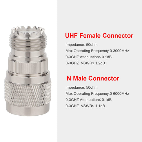XRDS -RF N Male to UHF Female Adapter N Connector to PL-259 SO-239 Coax RF Coaxial Cable Connectors Pack of 5 (NOT for TV)...