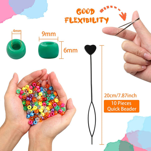 KAMJUNTAR 2810pcs Pony Beads Bracelet Making Kit,DIY Jewelry Making Kit Hair Beads 24 Colors Rainbow Plastic Kandi Beads 1000 Elastic Rubber Bands...