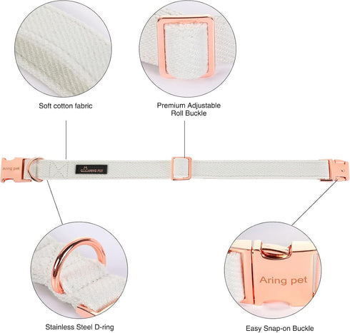 ARING PET Bowtie Dog Collar-Cotton White Dog Collar with Bow, Adorable Wedding Dog Collars Pet Collars Gifts with Metal Buckle...