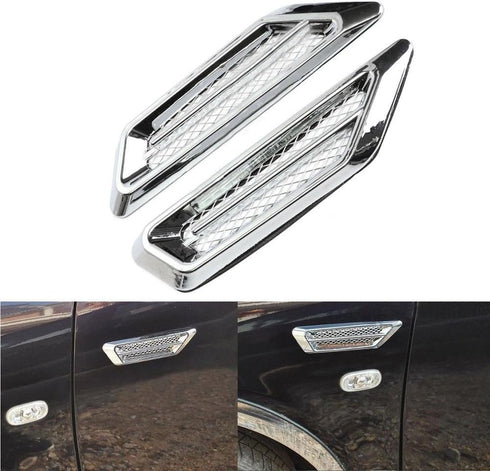 TuTuYa Car Side Mesh Vent, Universal Car Air Flow Chrome Fender Side Vent Decor Sticker Accessories,1 Pair...