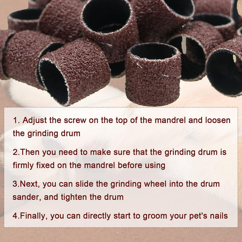 26 Pack Nail Grinder for Dogs Replacement Kit Sanding Drum Set Grit Sand Bands Shank Rotary Tool Kit Pet Nail Smoother Dog Claw Care (80#/120#)...