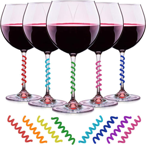 Wine Glass Charms Set of 8 Silicone Drink Markers for Cocktails, Martinis, Champagne Flutes and More...