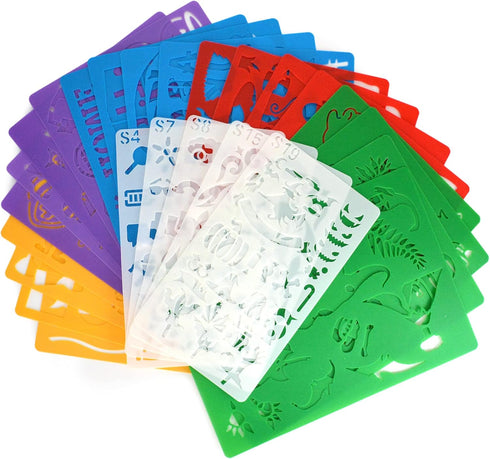 Stencil Drawing Kit for Kids, 25 Pcs Plastic Drawing Stencils with 400+ Shapes, Great Birthday Gift for Boy Girl...