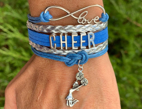 Sportybella Cheer Charm Bracelet- Girls Infinity Love Adjustable Cheerleading Jewelry in Team Colors For Cheerleaders (Orange/Black)...