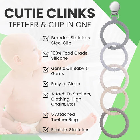 Avee & Co Silicone Teether Rings, Baby Teether Rings, Baby Teether Link with Pacifier Clip, Attachable Teether Chew Toy for Babies, BPA Free Teeth...