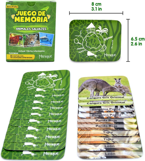 Menique, Juego de Memoria de Animales Salvajes en español. Wild animals Memory Matching game in Spanish....