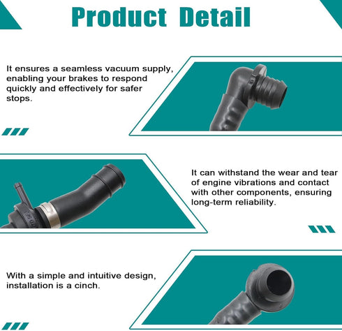 SecosAutoparts 1J0612041GD Brake Booster Vacuum Hose Compatible with VW Jetta Golf 1998-2006,Beetle 1999-2005 Compatible with Audi A3 1997-2003...