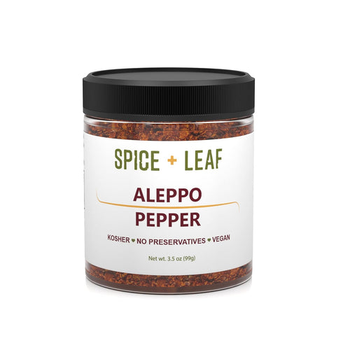 Premium Aleppo Pepper by SPICE + LEAF - Vegan Kosher Preservative Free Red Middle Eastern Mild Pepper Flakes, 3.5 oz...