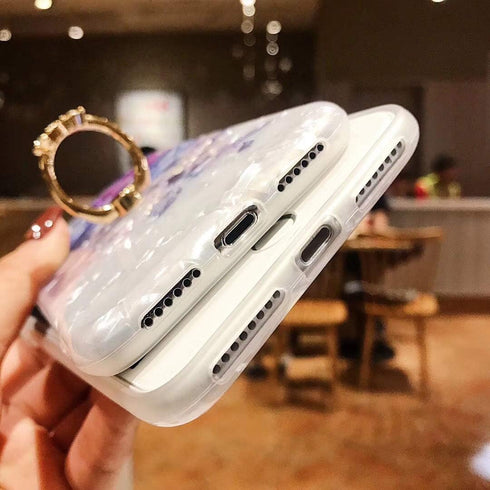 Qokey Compatible iPhone 11 Case 6.1 inch- Floral Clear Flower Design for Women with 360 Rotating Ring Stand Holder Kickstand - Soft TPU Shockproof...