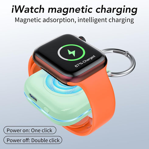 HUOTO for Portable Apple Watch Charger, Mini Purse Keychain 1200mAh iWatch Charger Power Bank Wireless Battery Pack Travel Smart Watch Charger for...