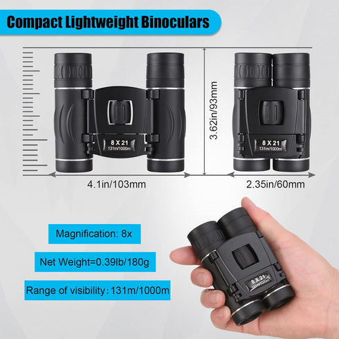 8x21 Mini Compact Pocket Binoculars, Lightweight Foldable Easy Focus Small Binoculars for Adults Kids Bird Watching,Opera Concert, Travel, Hiking,...