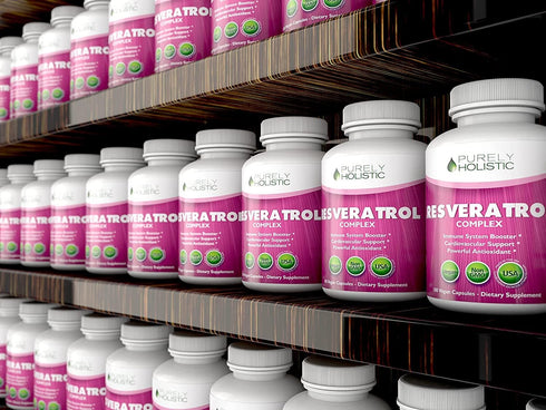 Purely Holistic Resveratrol 1450mg, 90 Servings, Trans-Resveratrol Antioxidant Supplement with Vitamin C and Polyphenol Complex, 180 Vegan Capsule...