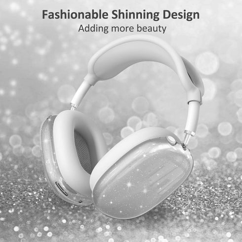 for AirPods Max Case Clear Glitter,3 in 1 Clear Soft TPU Ear Cups Case Cover/Ear Pad Case Cover/Headband Cover for Airpods Max Case Cover,Case for...