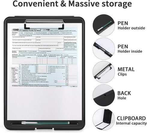 Clipboard with Storage - High Capacity Plastic Clipboard Nursing Storage Clipboard Foldable (9.5" x 13.5") (Lake Blue)...
