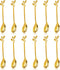 12 PCS Stainless Steel Gold Dessert Spoons, IFeico Coffee Spoons Set, 4.7 inch Ice Cream Leaf Spoon, Tea Demitasse Stirring Spoon for Family Parti...