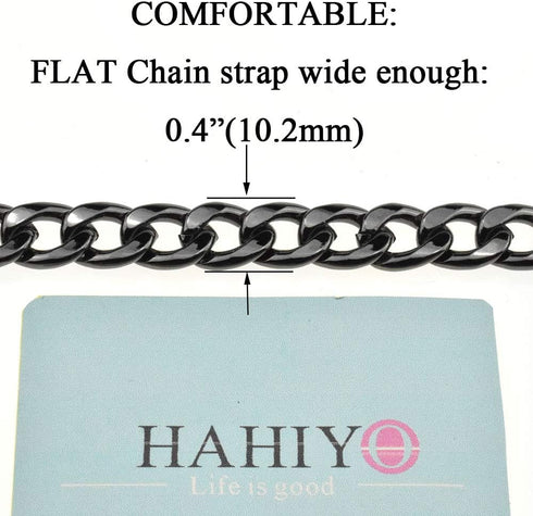 HAHIYO Purse Chain Strap Length 47.2” Bright Black for Shoulder Cross Body Sling Purse Handbag Clutch Bag Replacement Strap Comfortable Flat 0.4” ...