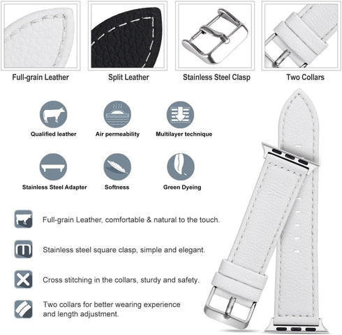 Fullmosa Compatible Apple Watch Band Leather 49mm 46mm 45mm 44mm 42mm 41mm 40mm 38mm for iWatch Ultra2/Ultra/SE/SE2/Series 10/9/8/7/6/5/4/3/2/1,42...