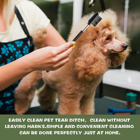 Dog Eye Comb Tear Stain Remover Comb, 2 Pcs Double-Head Tear Stain Comb for Small Dogs, Metal Eye Booger Remover for Dogs, Puppy Cat Grooming Comb...