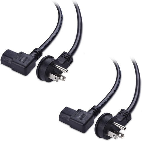 Cable Matters 2-Pack 16 AWG Low Profile Right Angle Power Cord, 90 Degree Power Cord, 6 Feet (NEMA 5-15P to Angled IEC C13)...