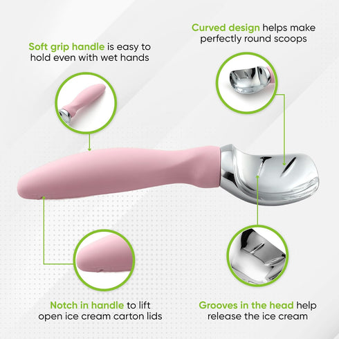 Spring Chef Ice Cream Scoop with Soft Grip Handle, Professional Heavy Duty Sturdy Scooper, Premium Kitchen Tool for Cookie Dough, Gelato, Sorbet, ...