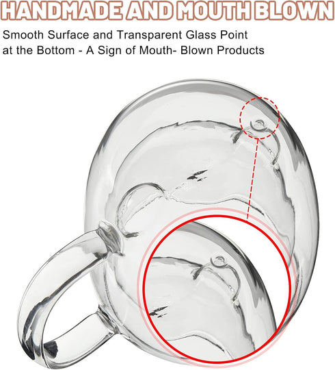 Patelai Cute Bear Tea Cup Double Wall Glass Milk Coffee Bear Mug with Handle Insulated Espresso Christmas Beer Cup Cute Birthday Gift for Women Me...