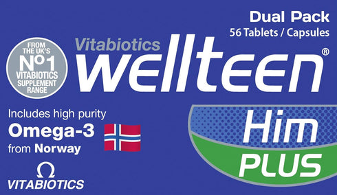 Wellteen Him Plus Omega-3 - Maximum Nutritional Support for Teenagers and Young Men Ages 13-19 - 56 Tablets and Capsules...