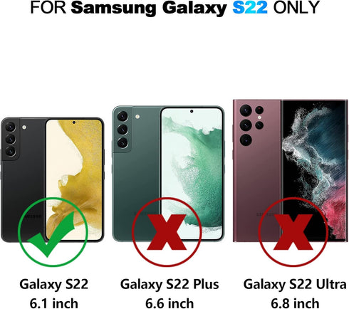 Nvollnoe for Samsung S22 Case with Card Holder 5G 6.1 inch Slim Dual Layer Heavy Duty Protective Galaxy S22 Case Hidden Card Slot Wallet Case for ...