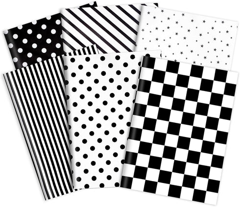Whaline 120Pcs Black White Tissue Paper Checkered Star Stripes Polka Dots Pattern Wrapping Paper Minimalist DIY Art Craft Paper for Home Wedding B...