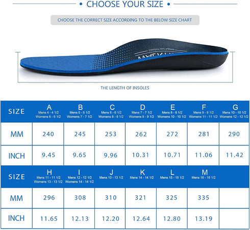Inserts Relieve Plantar Fasciitis Flat Feet Insoles Arch Supports, Foot Pain Mens Mens 7-7 1/2 | Womens 9-9 1/2...