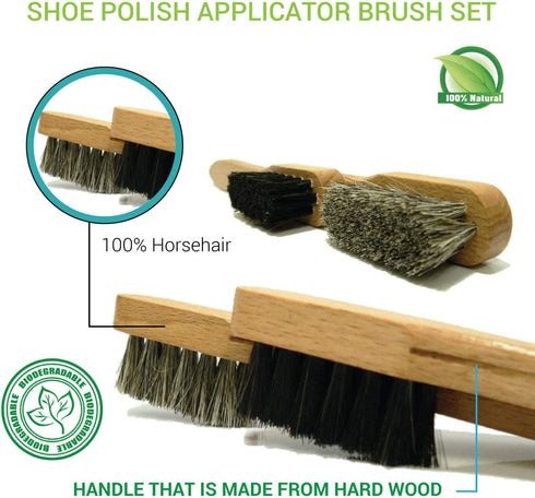 Valentino Garemi Shoe Polish Applicator Brush Set | Dauber Leather Footwear Creamer | Genuine Horse Hair Made in Germany...