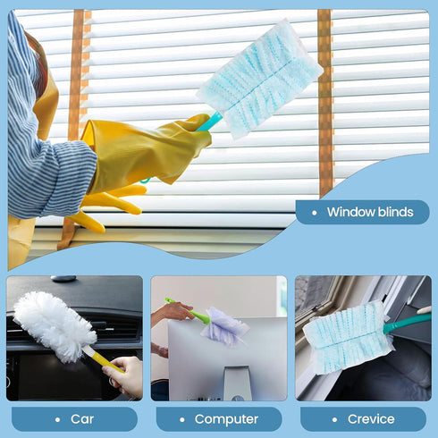Duster Refills Bulk Compatible with Swiffer Dusters Swiffer Microfibre dust Cleaner Set, 30 Pcs Duster Refills & 1 Handle for Cleaning Home, Offic...