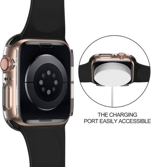 ZEBRE 4-Pack Compatible with Apple Watch 40mm Case, with Built-in HD Clear Ultra-Thin Hard PC Screen Protector Cover Compatible with Apple Watch S...