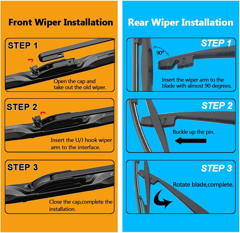 AUTOBOO Replacement for Honda Pilot Rear and Front Windshield Wiper Blade 2003-2008,3 Pieces 24"+21"+14 inch…...
