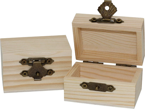 Creative Hobbies 12-Pack Mini Wooden Treasure Boxes with Locking Clasp - Unfinished Wood Treasure Chest for Party Favors, DIY Projects, Home Decor...
